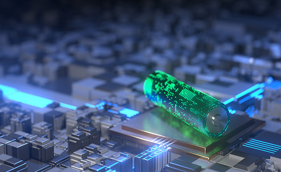 Uma bateria de lítio ecológica. 